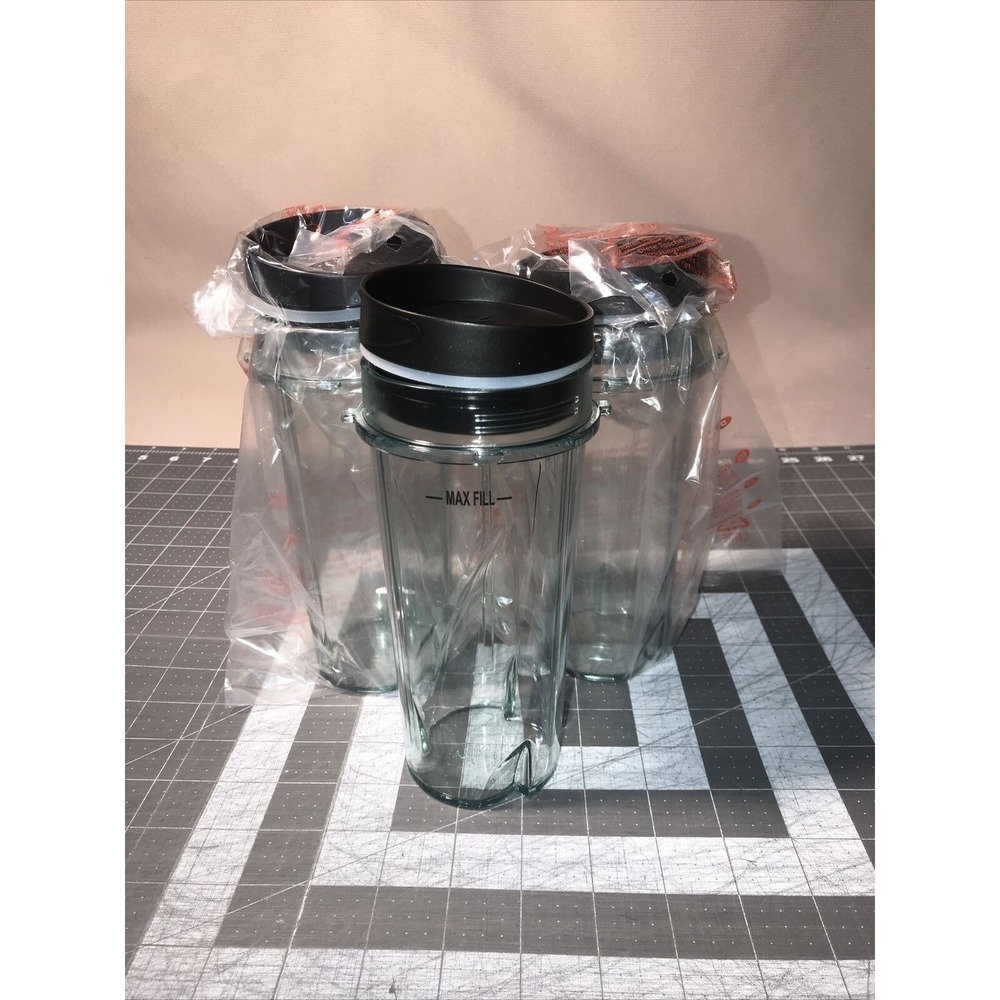 3 Nutri Ninja Blender 16 oz Cups with 3 Lids‎ Included